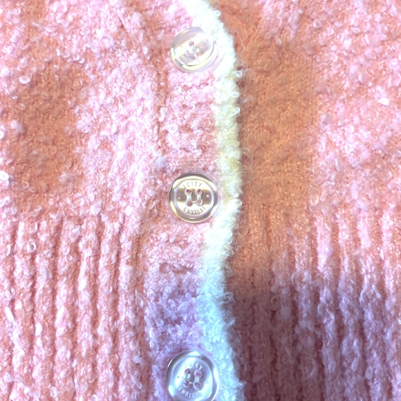 Juicy Couture pink shiny logo bouclé knit cardigan NWT - Picture 4 of 12
